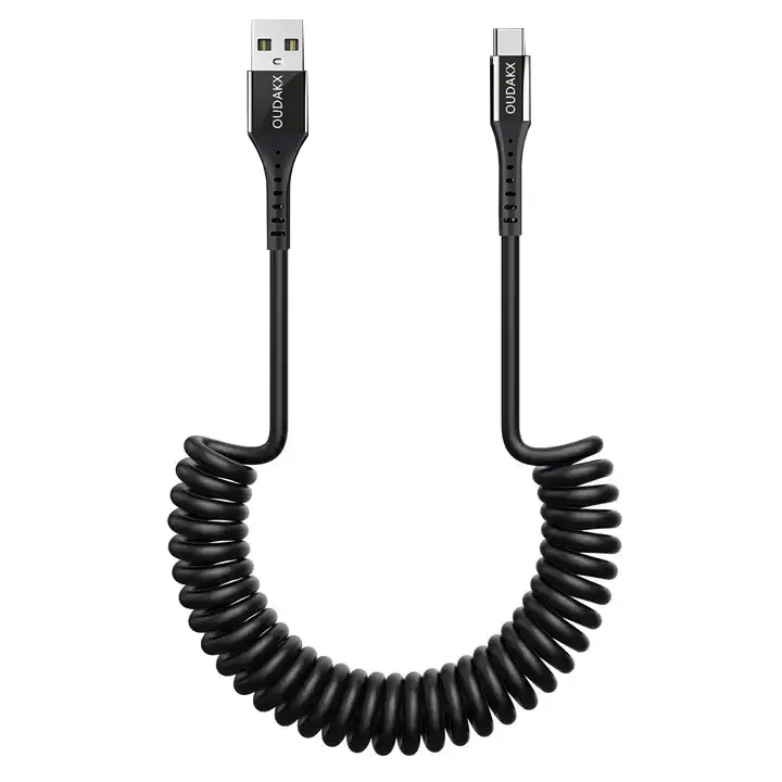 Cable de carga en espiral, cable de datos usb tipo c, micro 8 pines, flexible, para teclado y teléfono, cable retráctil