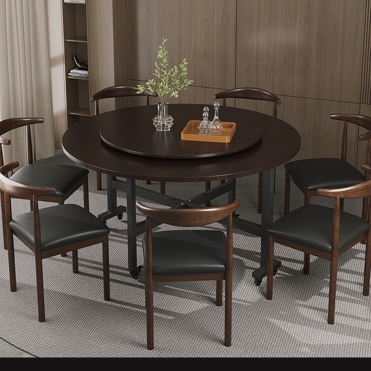 1.3 m black walnut pattern 0.8 m texture turntable 7 horn chair