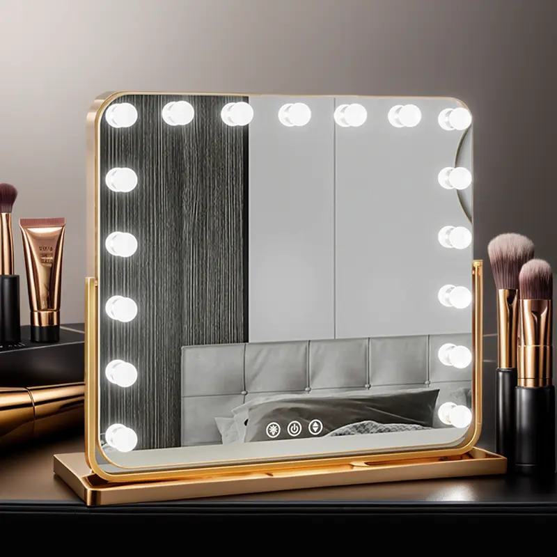 Espejo de maquillaje Led belleza Hollywood espejo de un solo lado de mesa de lujo moderno