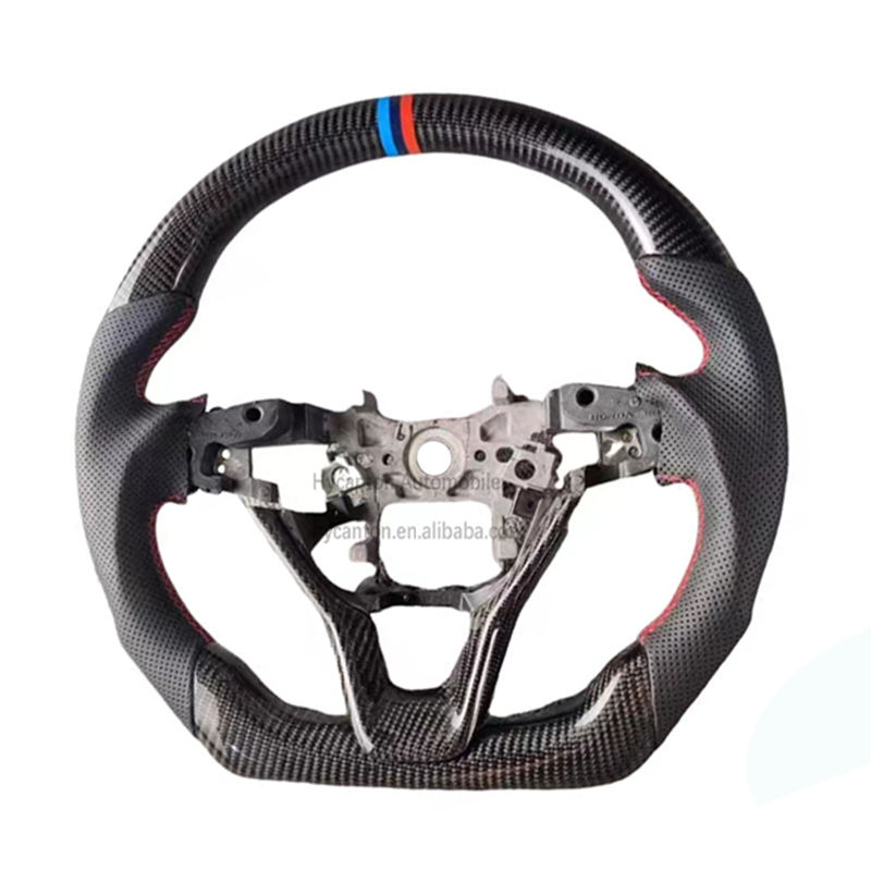 Black leather+carbon fiber+tricolor stripes+red stitching