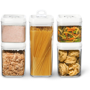 气密盖食品密封储存容器易锁厨房餐具室冰箱组织器可堆叠透明塑料罐罐套装 - Product Image 5