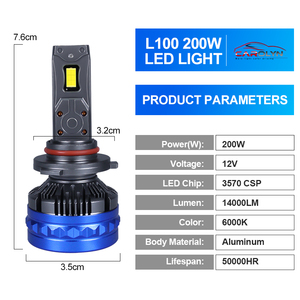 พลังงานสูง 200w 40000LM H7 ไฟ LED รถ 12V H4 หลอดไฟ LED ไฟหน้าหลอดไฟ CANbus H1 H3 H7 H8 H9 H11 9005 LED ไฟหน้าสําหรับ BMW - Product Image 6