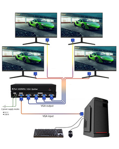 PINWEI4ポートVGAスプリッター1 in 4 out VGA to 4 VGAスプリッターサポート400MHz - Product Image 3