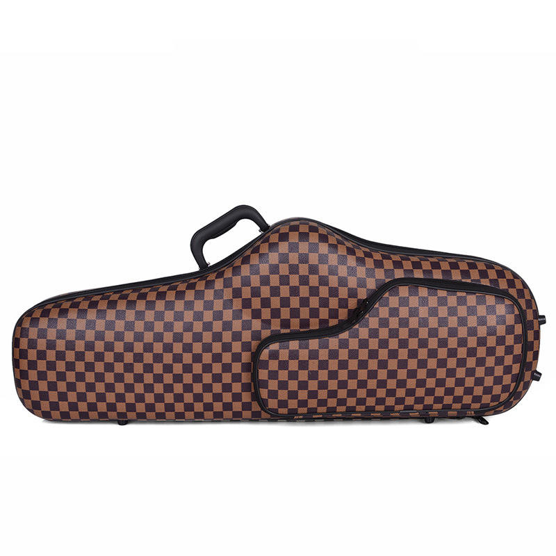 Checkered faux leather brown