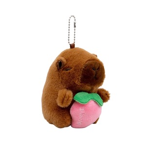 Kaliteli çilek Capybara peluş oyuncak anahtarlık doldurulmuş oyuncak sevimli çanta kolye hayvan oyuncaklar