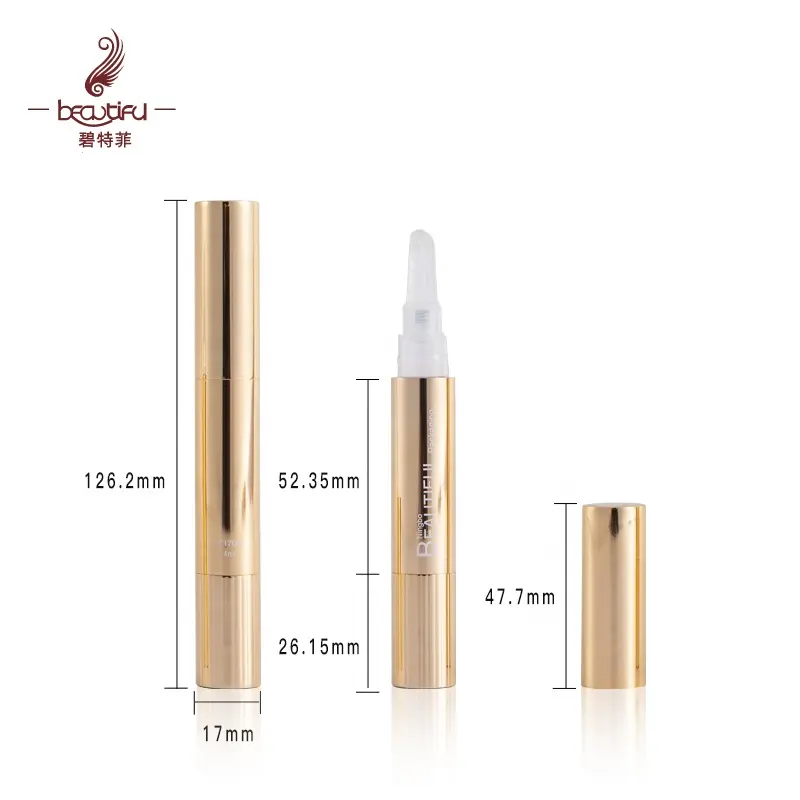 लक्जरी 4ml चमकदार सोने कॉस्मेटिक मोड़ कलम के लिए कील छल्ली तेल/पनाह/होंठ plumper/नेत्र देखभाल क्रीम/दांत whitening