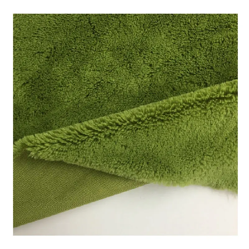 soft stuffed toys cloth 10mm pile length summer green customized color berber pv plush fur fabric