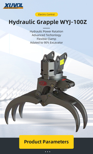 XUVOL Forestry 7 8 9T Excavator Attachment <strong>Timber</strong> Clamp Wood Grab Hydraulic Log Bunching Grapple 360&deg; Rotation Five Claw Grapple - Product Image 2