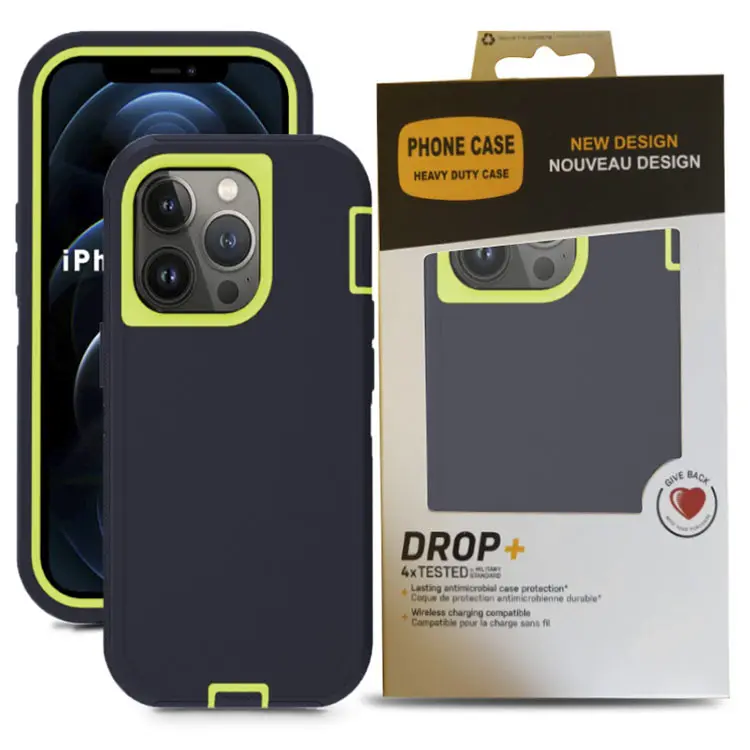 Coque antichoc avec Clip, étui de protection robuste pour téléphone portable pour Iphone 14 3 en 1, boîte extérieure, étui hybride robuste