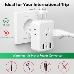 US to UK <strong>Plug</strong> <strong>Adapter</strong>, Type G <strong>Plug</strong> Travel <strong>Adapter</strong> <strong>with</strong> 4 AC Outlets and 3 USB Ports Type C UK Power <strong>Adapter</strong> for USA - Product Image 6