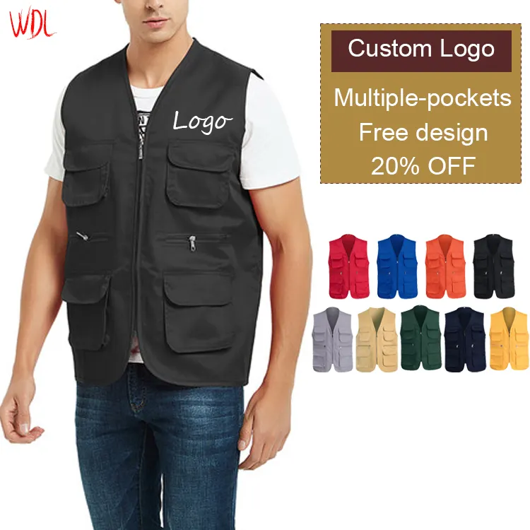 Colete de carga masculino sem mangas, logotipo personalizado oem roupa de trabalho para verão