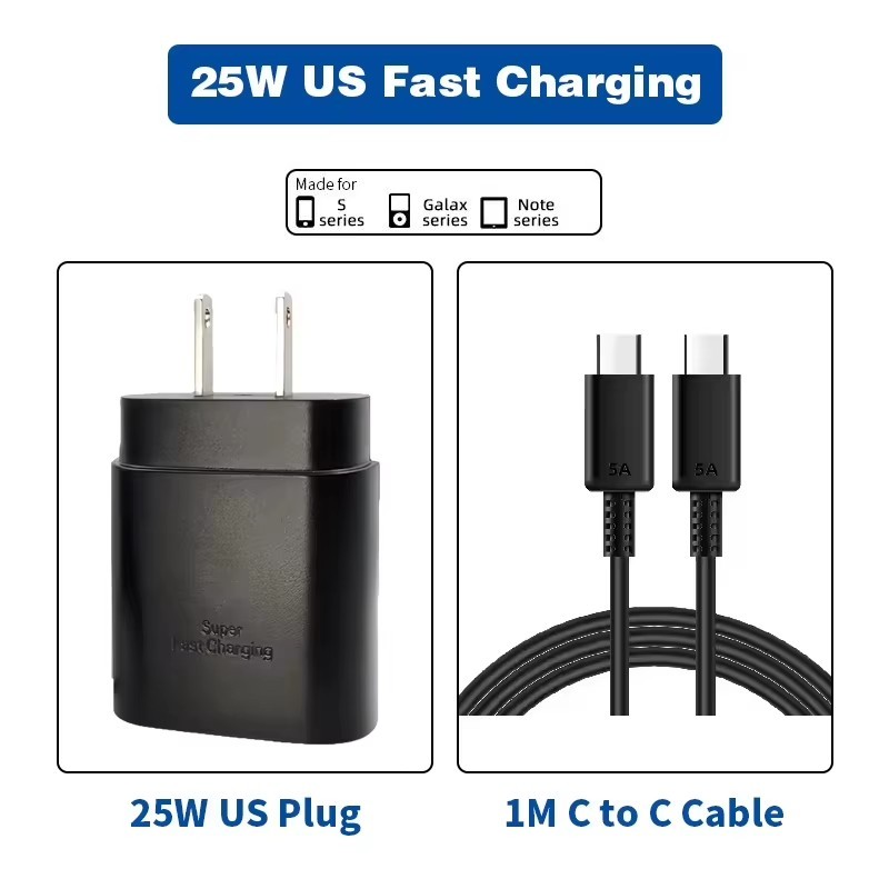 Black(25W Super fast charger set A-A-A qulity )