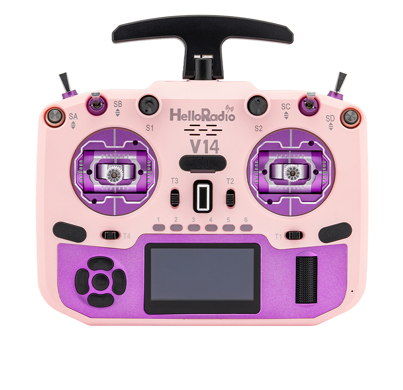 Light pink exterior, purple decorative elements