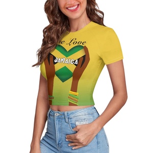 Sang Trọng Reggae Đánh bại Crop Top Jamaica Âm Nhạc Ghi Chú In Độ ẩm-Wicking Vải OEM 50 + Pcs Tùy Chỉnh Jamaica Cờ Crop Top - Product Image 2