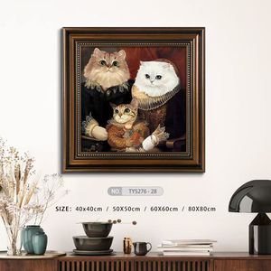 Yüksek kaliteli kedi yağlıboya tarzı duvar dekor taklit rönesans başyapıtları ile özel çerçeveli tuval - Product Image 4