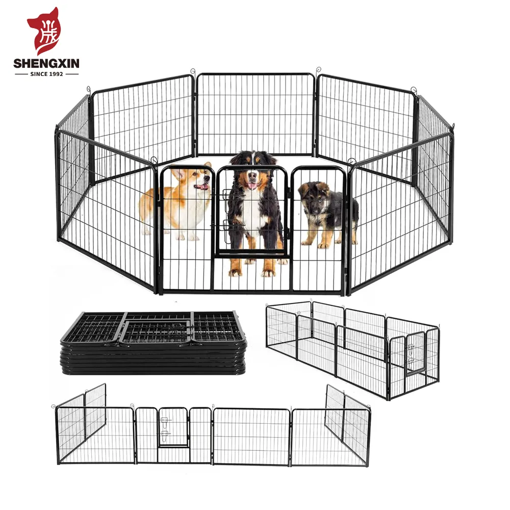 Ağır Metal köpek egzersiz kalem 39 "H 8 paneller köpek oyun parkı evcil hayvan kulubesi pet hayvan kafesi