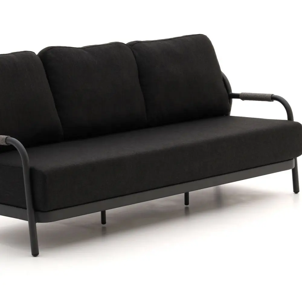 Mobilier d'extérieur luxueux canapé sectionnel en aluminium pour salon tous temps ensemble de canapés de jardin canapé d'extérieur en métal noir pour patio d'hôtel