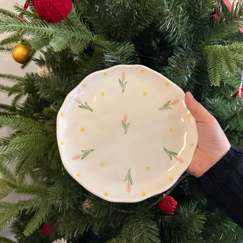 Petite assiette de tulipe rose