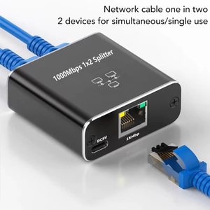 1合2网络分离器1000Mbps RJ45适配器千兆转换器互联网以太网8P8C扩展器插头扩展 - Product Image 2