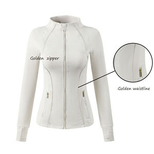 ชุดกีฬา2ชิ้นสำหรับผู้หญิงชุดเสื้อแจ็คเก็ตและเลกกิ้งสำหรับเล่นโยคะระบายอากาศได้ดีสีพื้น - Product Image 1