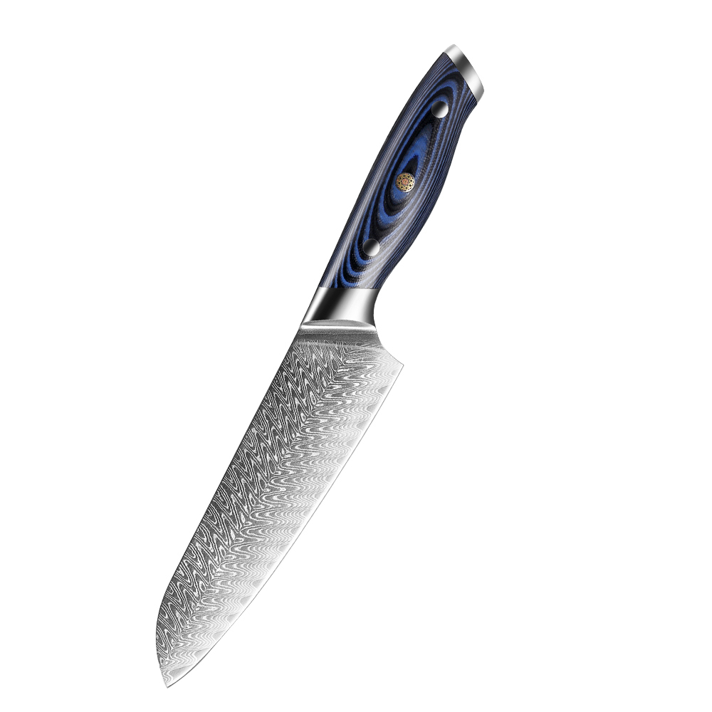 Santoku en acier Damas VG10 à 67 couches 7-L-R5d