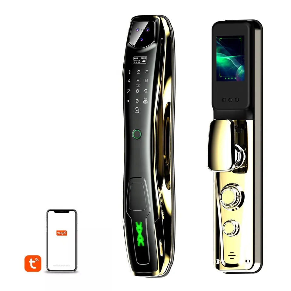 RUIKANG-cerradura inteligente para puerta con cámara, dispositivo de cierre con contraseña, con inteligencia de fábrica, Wifi, Tuya Smart Life App