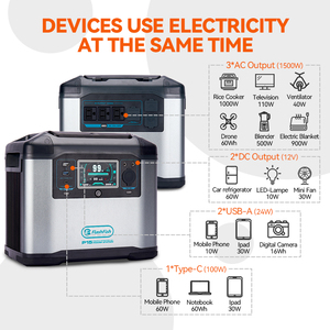 FlashFish 1.5kw 2kw 1500w 2000w Ibd Backup Charging Ac <strong>Input</strong> and <strong>Output</strong> on Wheels Portable Solar Energy Power Generator Station - Product Image 2