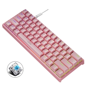 LEAVEN-Teclado mecánico con cable K620, 61 teclas, juego enchufable brillante, precio de fábrica - Product Image 1