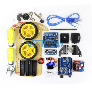 4WDスマートロボットカーシャーシキットCH340 UNOR3 USBケーブル付き超音波モジュール付きトレーニングスターターキット - Product Image 5