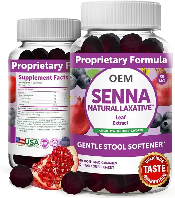 Senna gummies piccolo moq private label dalla pianta per il sistema immunitario del corpo funzione di supporto per la salute della pelle orsetto gommoso