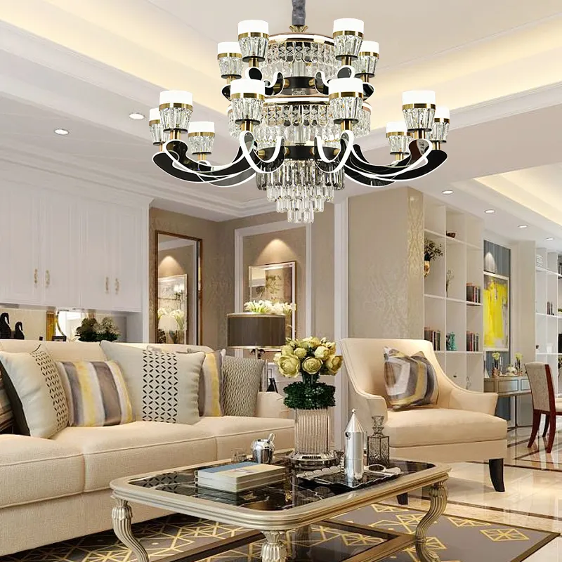 New design crystal chandelier modern luxury large living room cristal pendant light for dining table