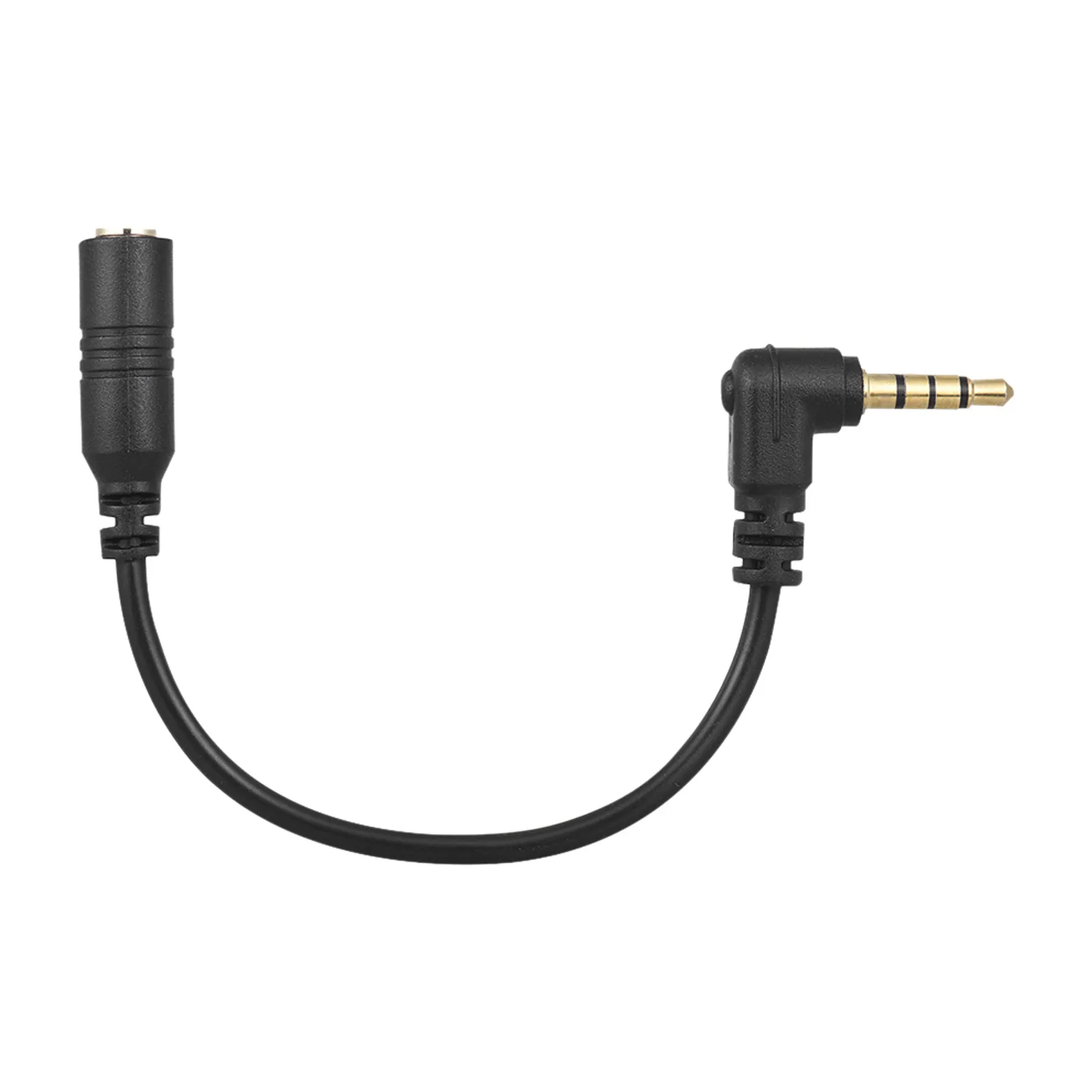 EY-S04 3.5mm 3 Pole TRS Female to 4 Pole TRRS Male 90 Degree Right Angled Microphone Adapter Cable Audio Stereo Mic Converter