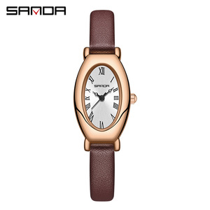 2023 Trendy New Arrival Sanda P1123 <strong>Watch</strong> for Women Fashion Quartz Movement Water Resistant Oval Shape Ladies Retro <strong>Watches</strong> - Product Image 1
