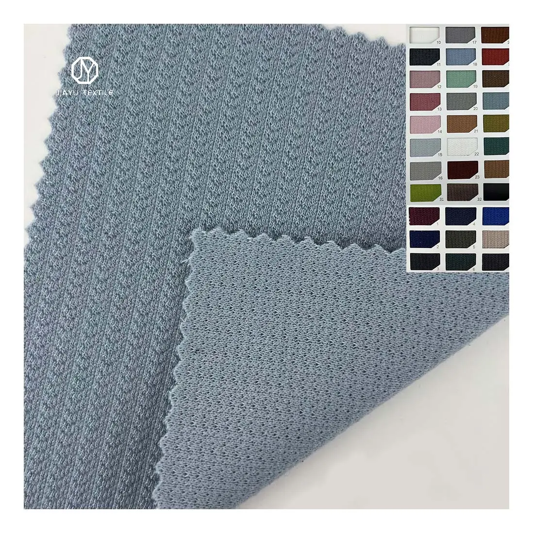 Tissu tricoté côtelé matériel 330gsm 97 Polyester 3 Spandex bleu côtes tissu Jacquard élastique pour vêtement jouet chapeau