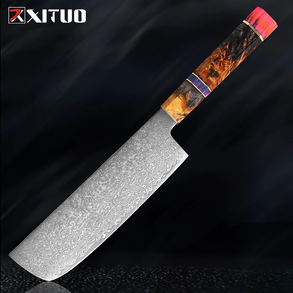 Nakiri de acero Damasco VG10 de 67 capas 7-A-R6