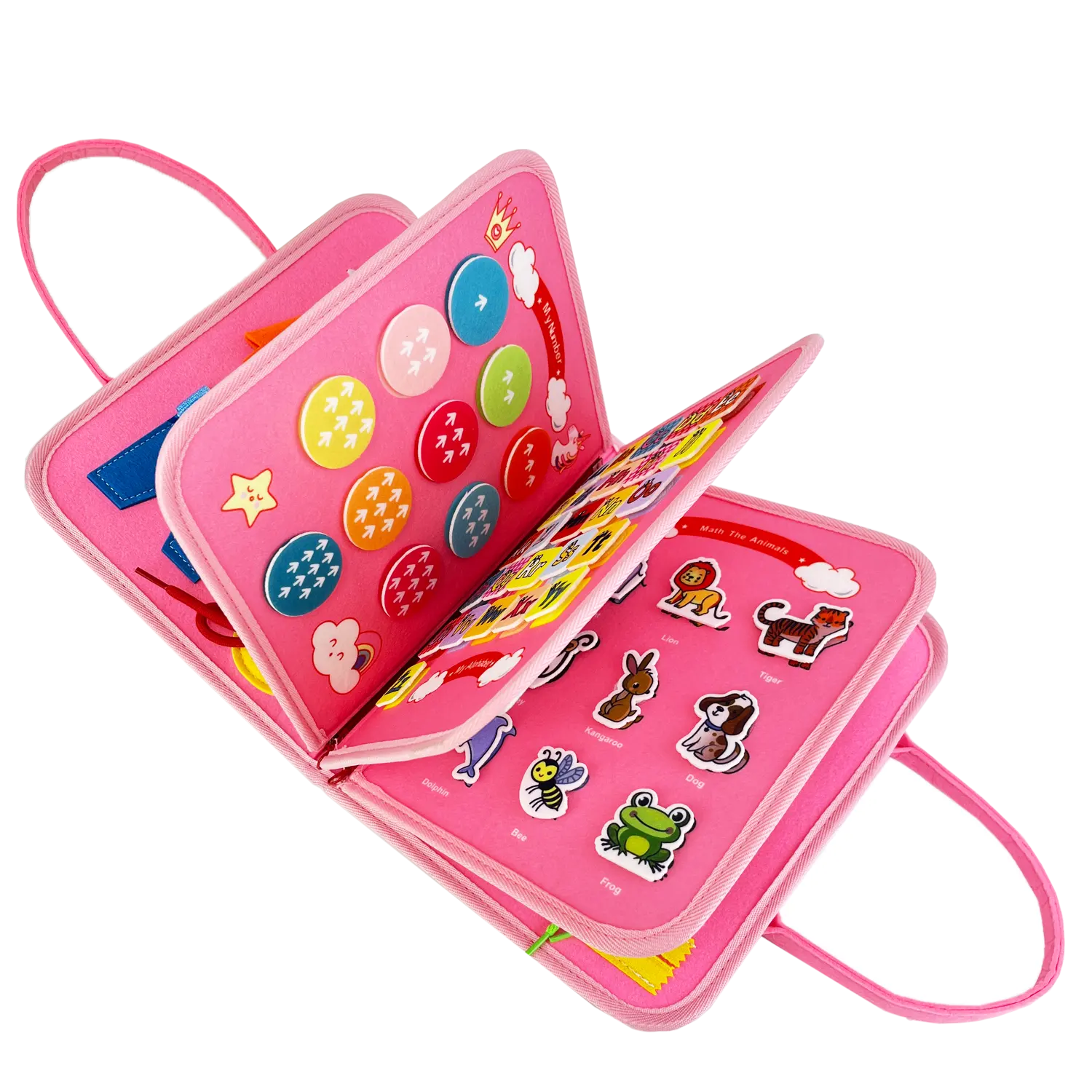 Stock Goods 3D Activity Games Travel Toys Unicórnio rosa Design 21 em 1 Montessori ocupado board com 8 páginas para criança