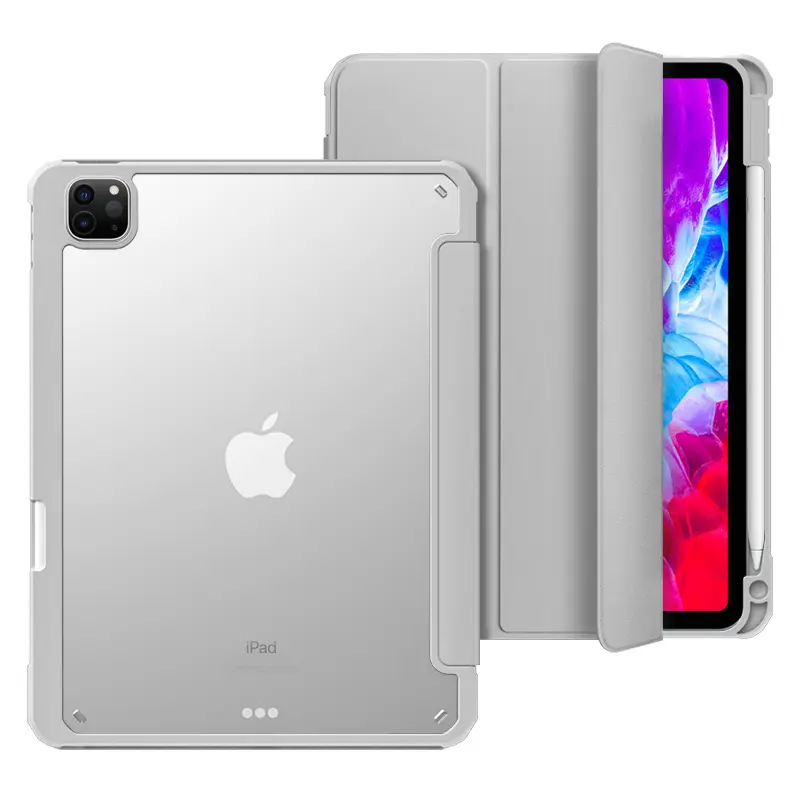 वियोज्य पारदर्शी स्पष्ट गोली मामले आईपैड एयर 4/5 एक्रिलिक हार्ड चमड़ा फ्लिप मामले के लिए iPad मिनी 6 के लिए 10.2 इंच