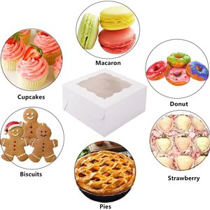 茶色のケーキボックス12x12x6インチカスタムロゴクラフト紙箱透明窓付き透明ケーキボックス包装