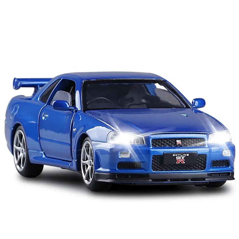 1:32 GTR R34 Skyline, модели из сплава, игрушечные модели, отлитые под давлением, японский спортивный автомобиль, игрушечные автомобили для детей, подарок