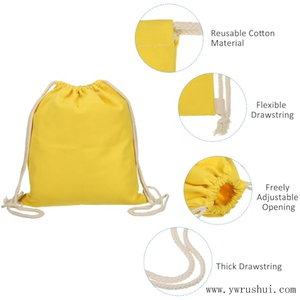 Bolsas con cordón de algodón ecológicas Mochila en blanco Mochilas con cordón de lona de algodón Mochila con cordón de algodón con correas - Product Image 1