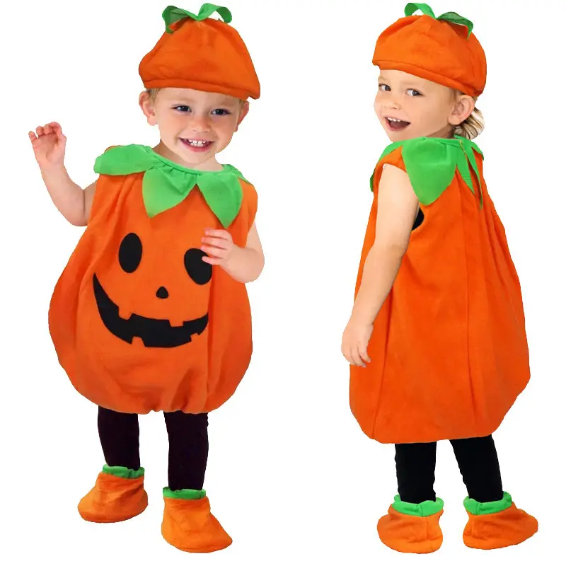 Disfraces de Halloween de tres piezas para niños, ropa de vestir, actuación de calabaza para niños, disfraz de calabaza para niños