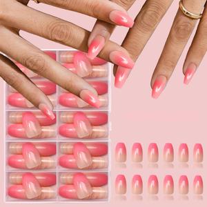 <strong>120</strong> Boxed Soft Gel Press on Nail Factory Wholesale Price Summer Avocado Green Gradient Trapezoid False Nail <strong>Tips</strong> - Product Image 3