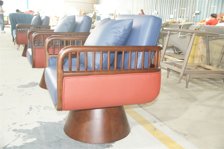 Living room modern fabric/leather sofa leisure single sofa leather round sofa