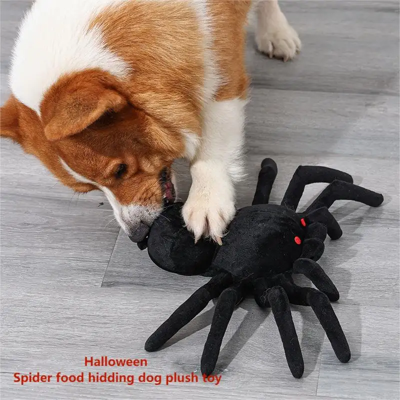 Offre Spéciale animaux accessoires jouets d'horreur drôles simuler Animal jouer Halloween araignée nourriture cachette chien en peluche jouet