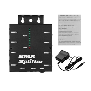Distribuidor divisor de amplificador de señal óptica DMX512 1 entrada y salida directas 8 salidas independientes para Etapa de controlador de luz