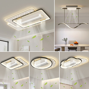 卧室客厅办公室用现代发光二极管吊扇，带灯5叶片和遥控交流电机 - Product Image 2