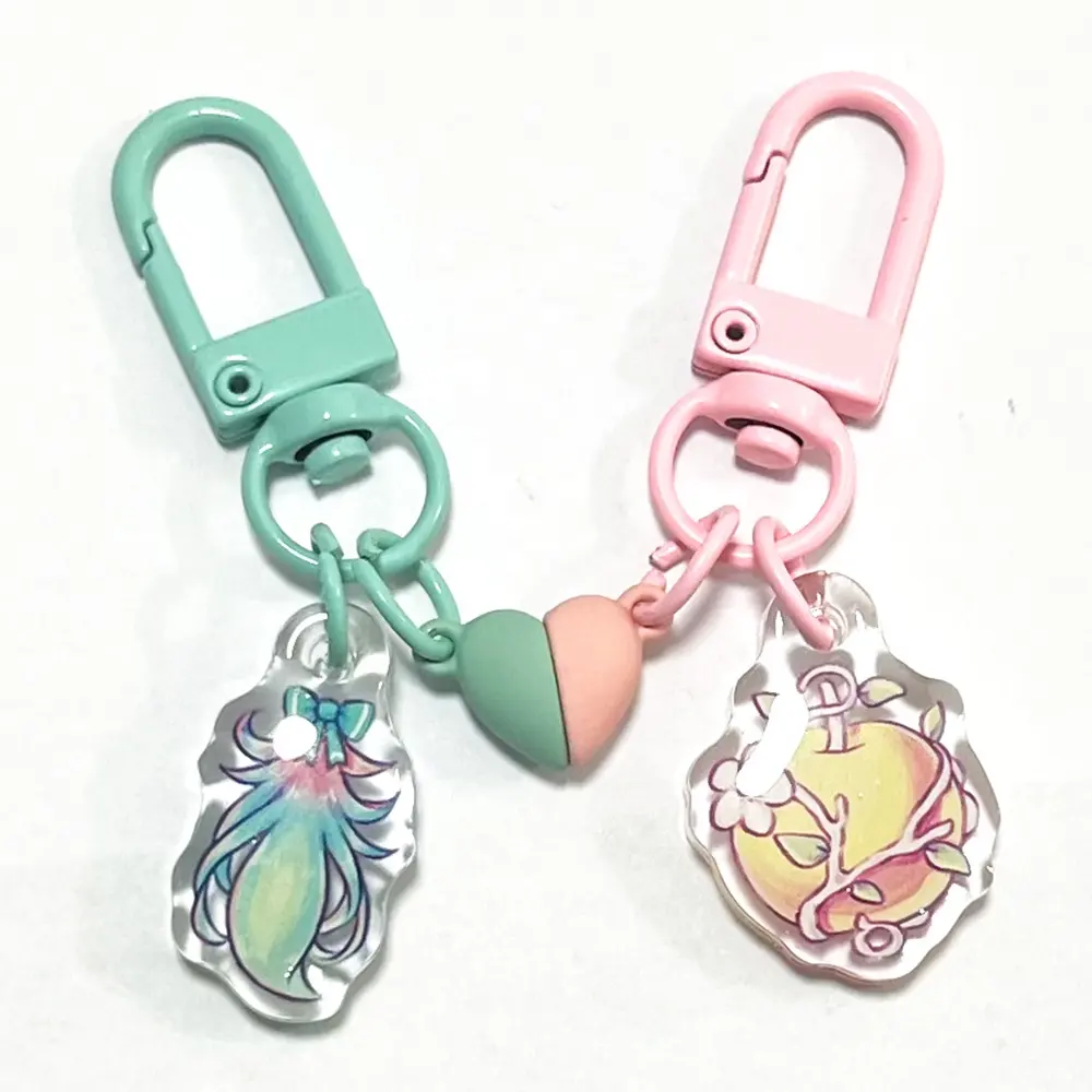 Cuore magnete acrilico Anime Charm fabbricazione personalizzata rendere il tuo cartone animato portachiavi