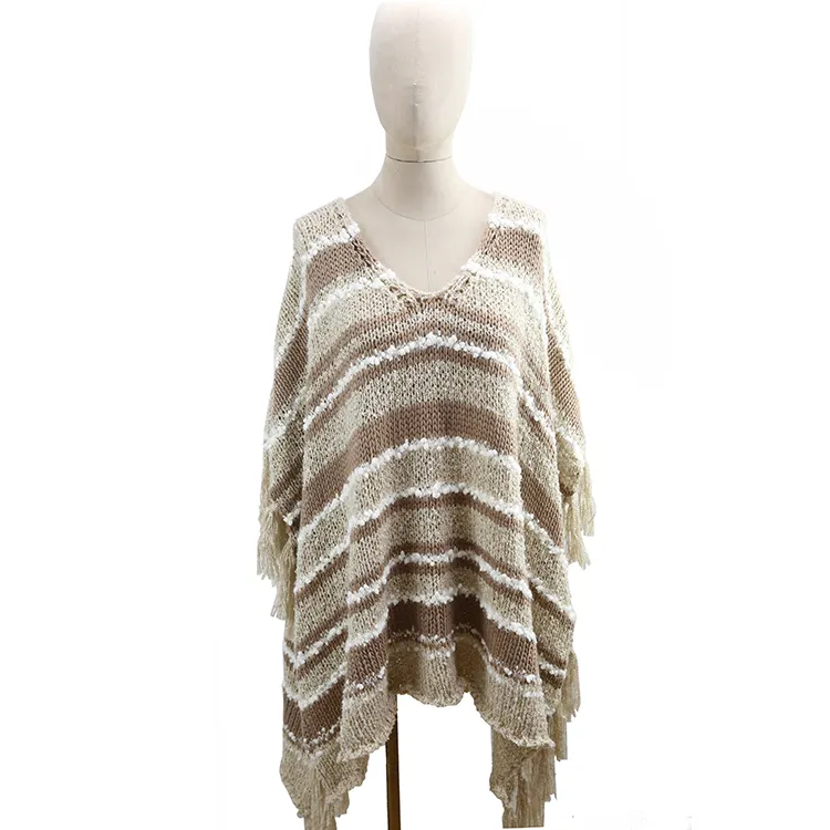 Plaid tricoté poncho châle pull pour les femmes