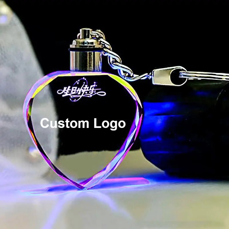 Llavero personalizado de diferentes formas, 3D, grabado láser, llavero con luz LED, foto de cristal, LED Acrílico