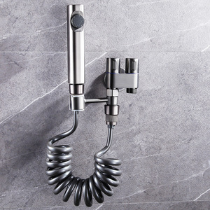 G1/2 standart pirinç 1 2 açılı vana duvar asılı bide püskürtme ve banyo kullanımı için çift kolu yön ile Shattaf musluk - Product Image 4